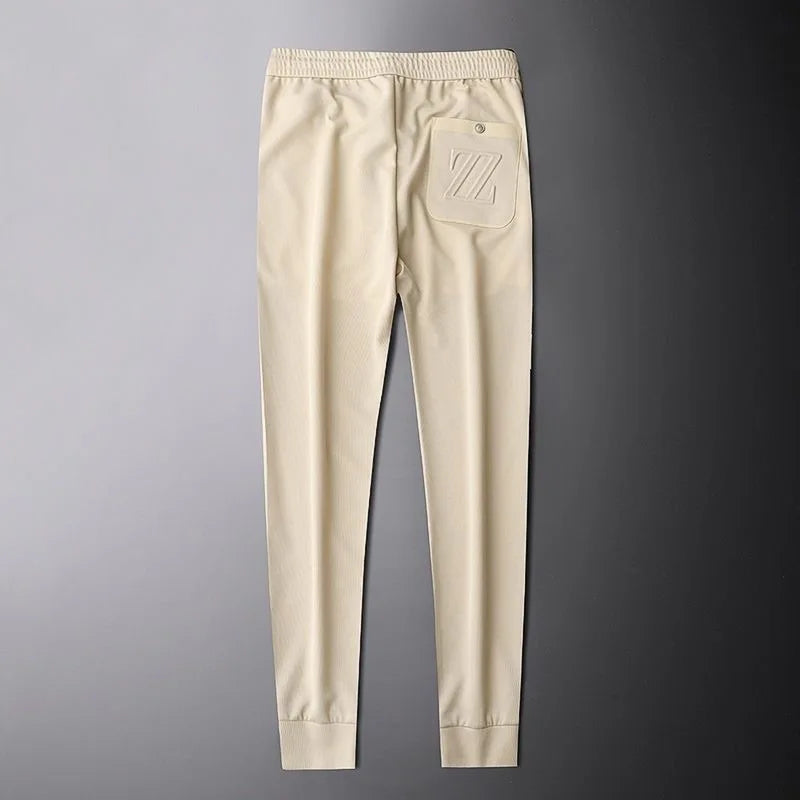 2025 Men's Luxury Silk Pants – Letter Embroidered Style