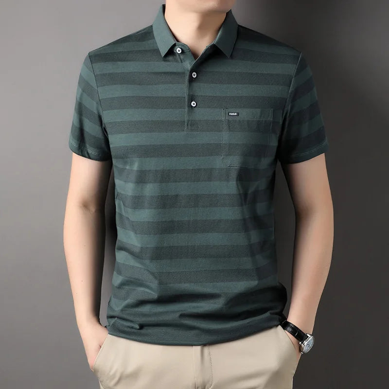 2025 Men's Striped Polo Shirt – Streetwear Loose Fit