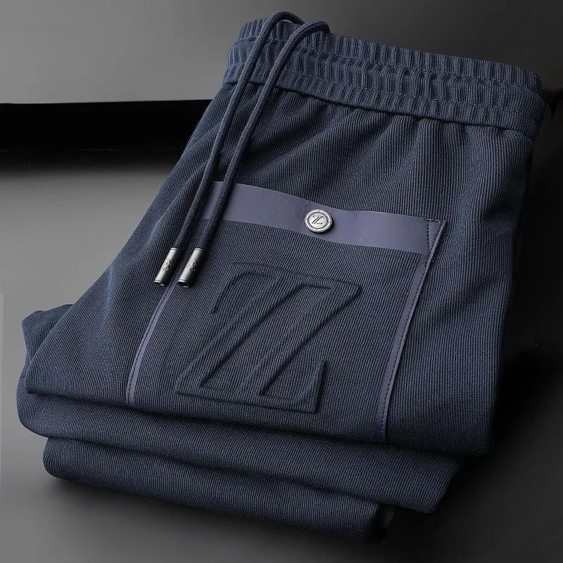 2025 Men's Luxury Silk Pants – Letter Embroidered Style