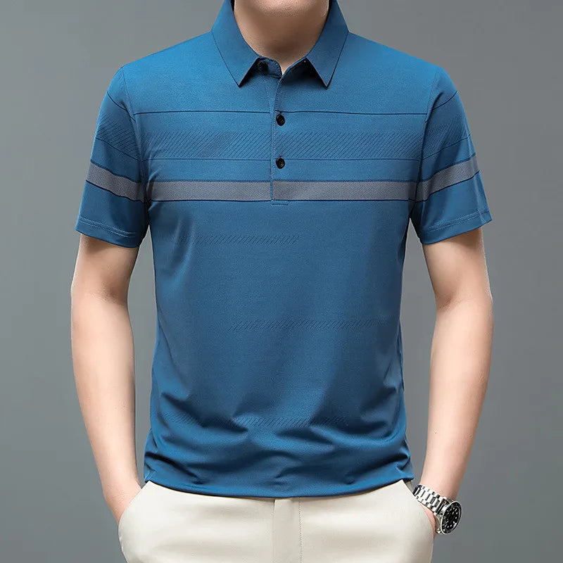 2025 Men's Korean Style Polo Shirt – Striped & Solid