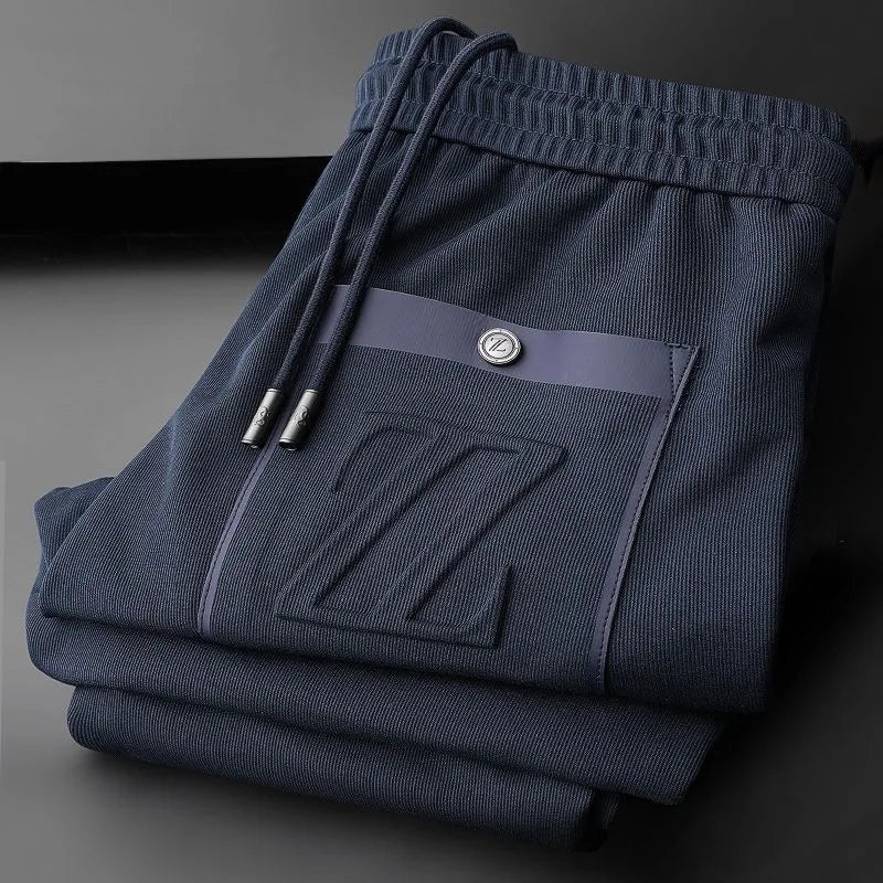 2025 Men's Luxury Silk Pants – Letter Embroidered Style