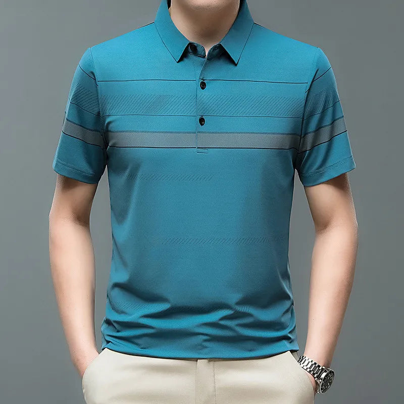 2025 Men's Korean Style Polo Shirt – Striped & Solid
