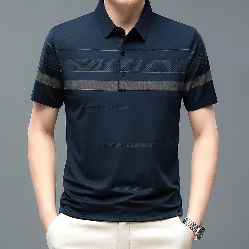 2025 Men's Korean Style Polo Shirt – Striped & Solid