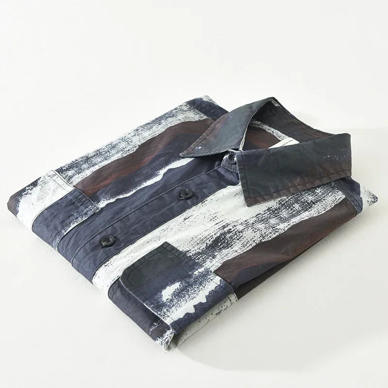 2024 Autumn New Printed Cotton Long Sleeve Shirt for Men - Oversize M-3XL