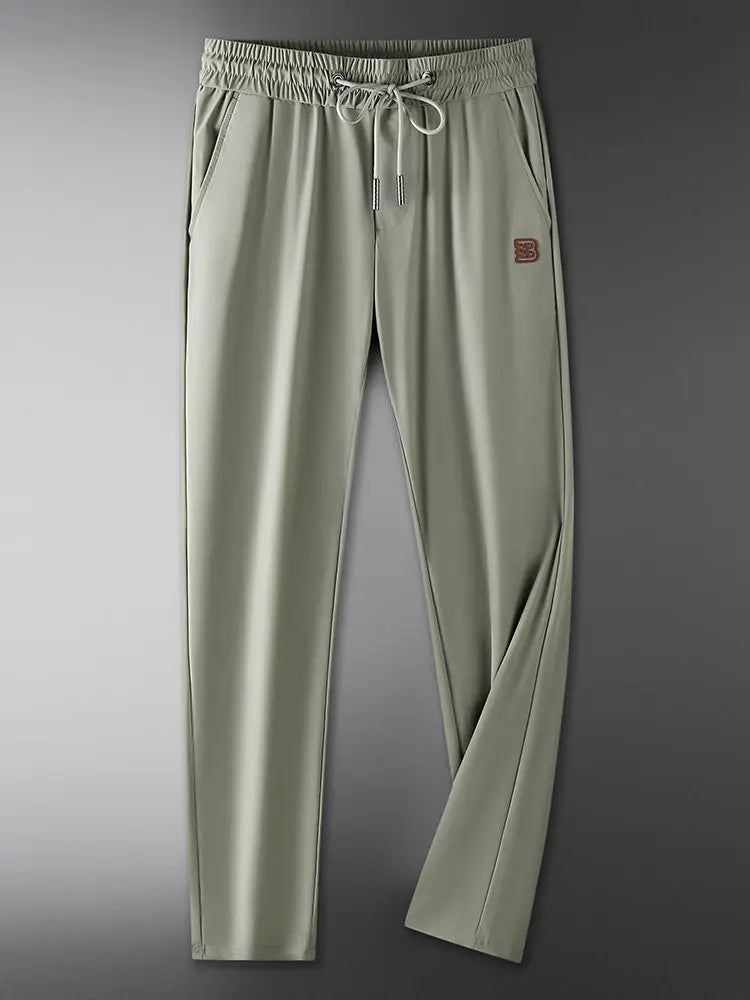 2025 Men's Grey Slim Fit Pants – Light Luxury Summer Style
