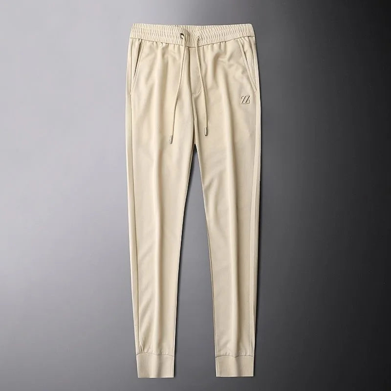 2025 Men's Luxury Silk Pants – Letter Embroidered Style