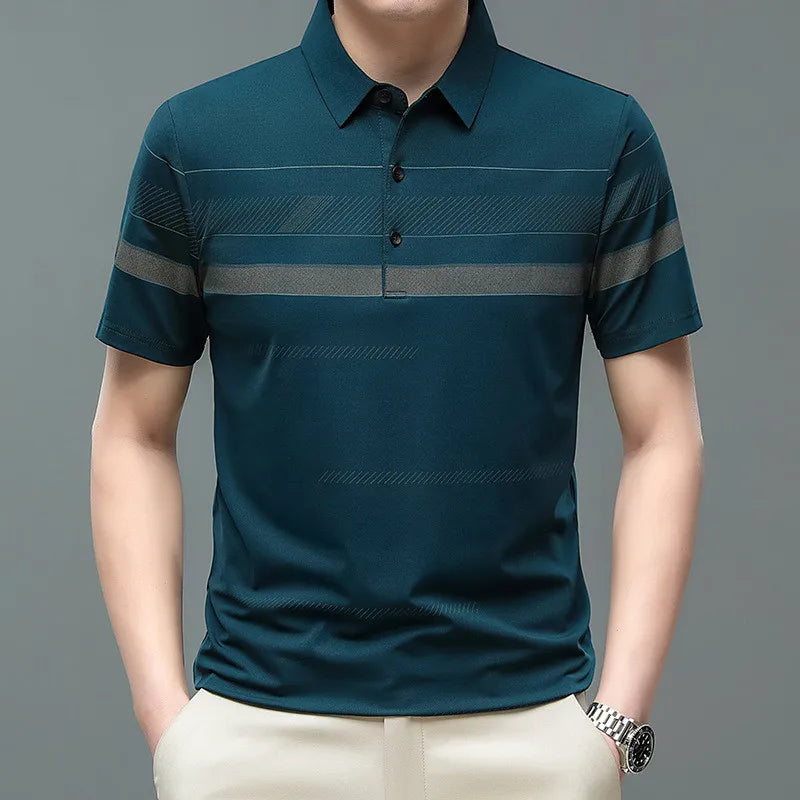 2025 Men's Korean Style Polo Shirt – Striped & Solid