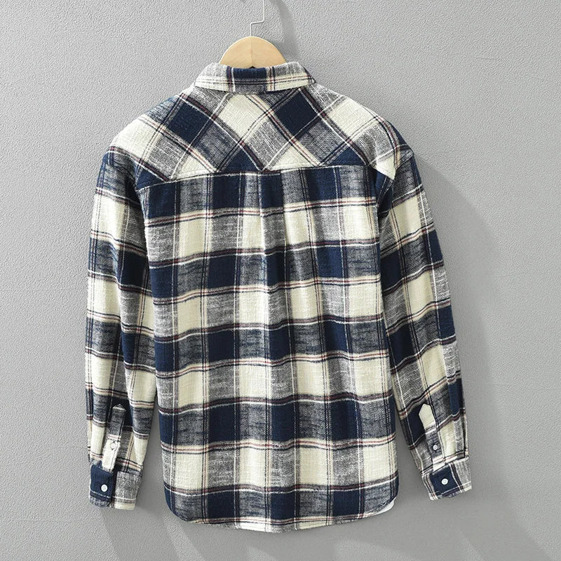Men's 2024 Spring Plaid Shirt - Loose Long Sleeve Casual Streetwear