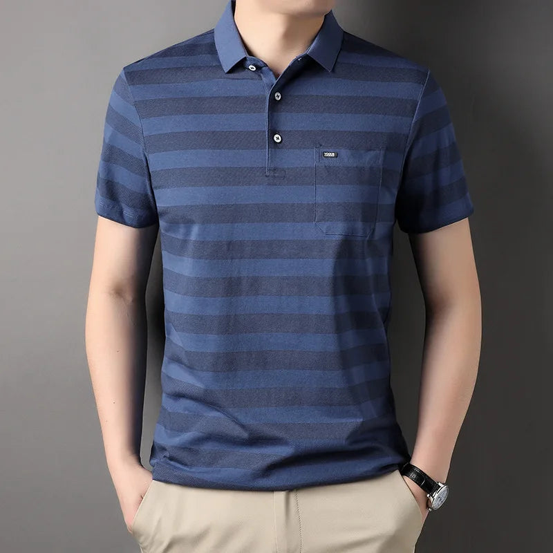 2025 Men's Striped Polo Shirt – Streetwear Loose Fit