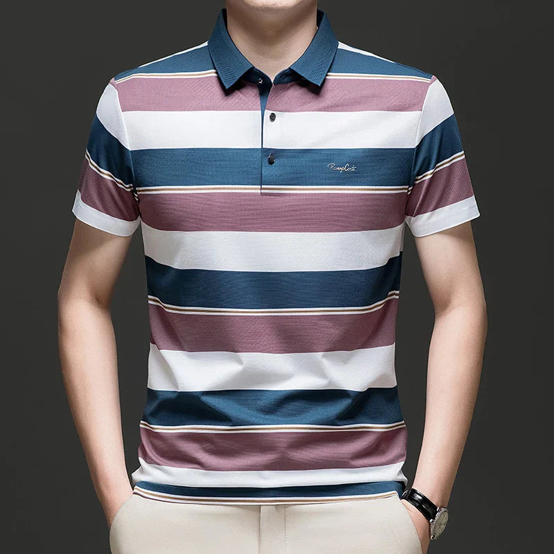 2025 Ice Silk Seamless Polo Shirt for Men – Plus Size