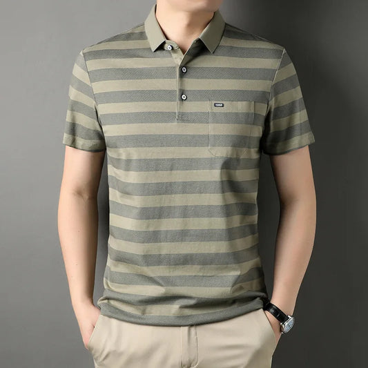 2025 Men's Striped Polo Shirt – Streetwear Loose Fit