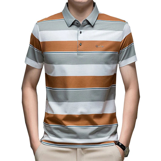 2025 Ice Silk Seamless Polo Shirt for Men – Plus Size