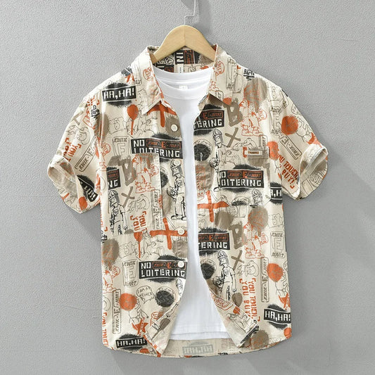 Men's Summer Loose Casual Designer Shirt - Short Sleeve