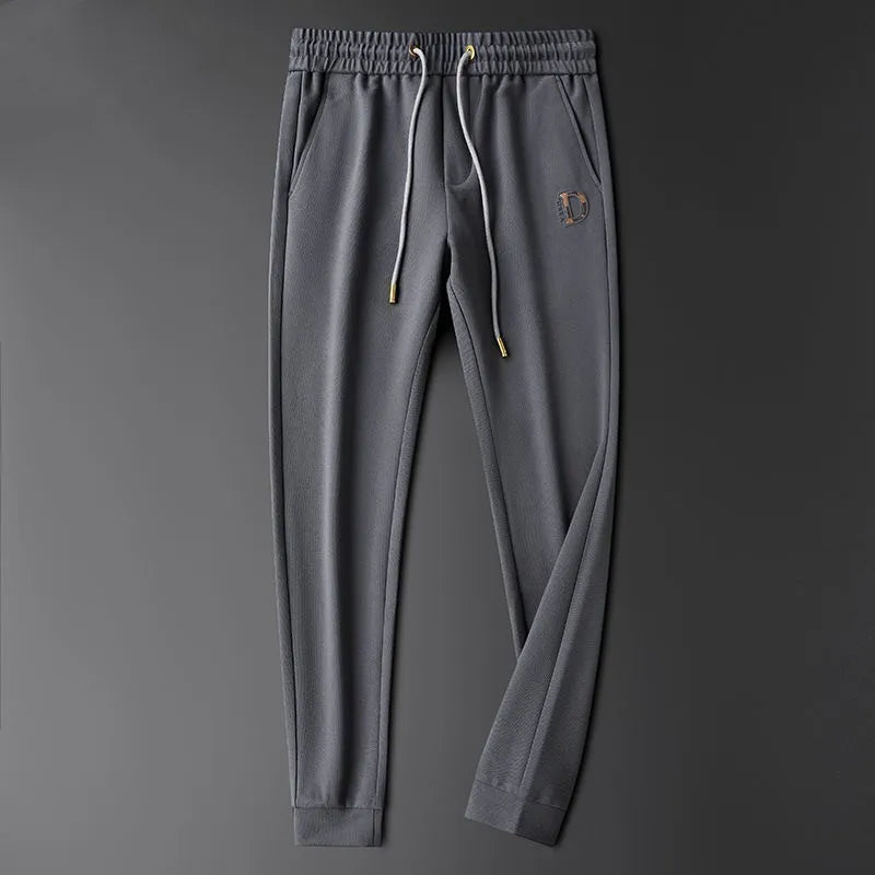 2025 Men's Luxury Embossed Pants – Cool Silk 9-Point Style