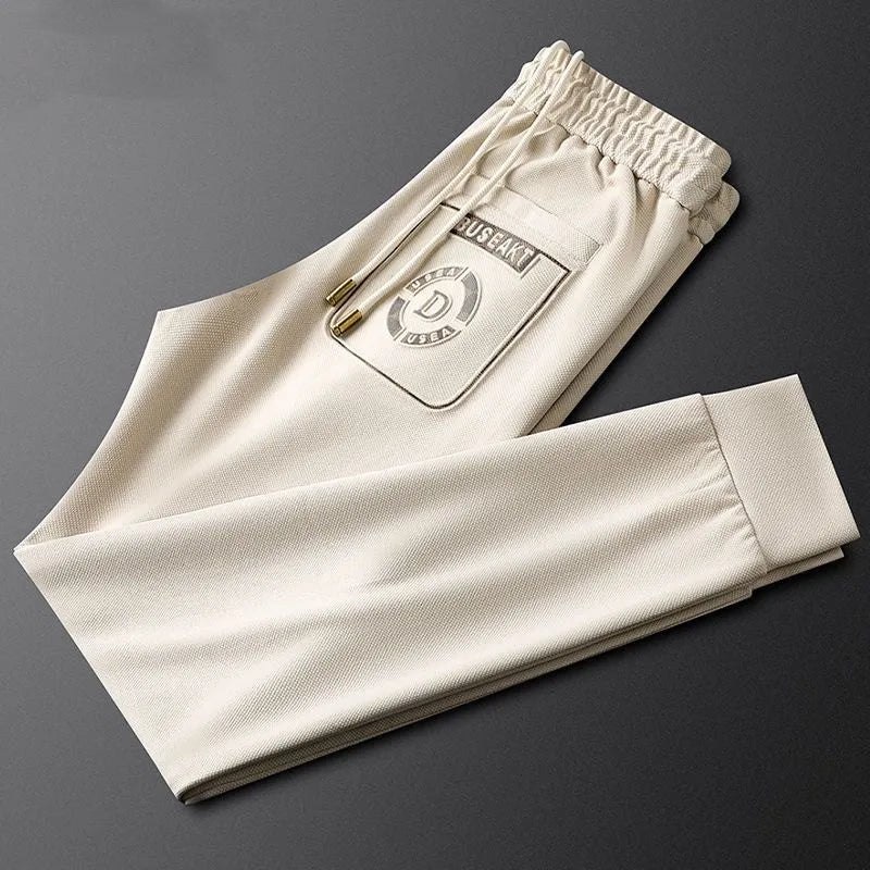 2025 Men's Luxury Embossed Pants – Cool Silk 9-Point Style