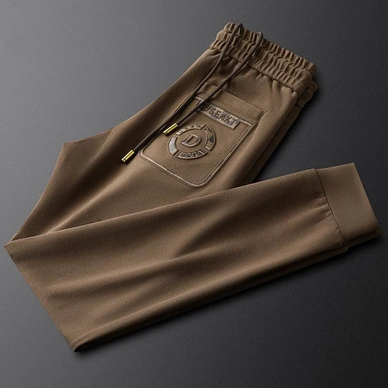 2025 Men's Luxury Embossed Pants – Cool Silk 9-Point Style