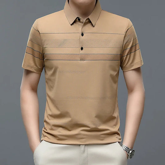 2025 Men's Korean Style Polo Shirt – Striped & Solid