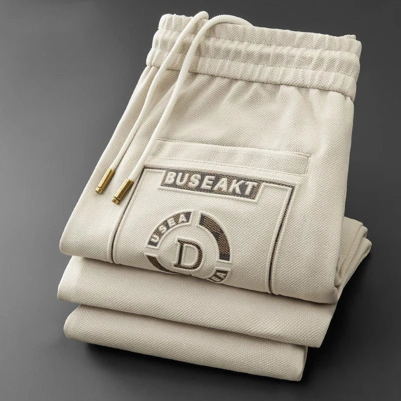 2025 Men's Luxury Embossed Pants – Cool Silk 9-Point Style