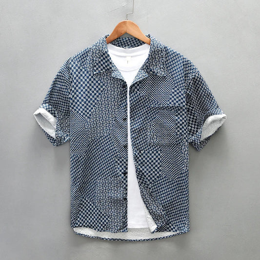Men's Plaid Short Sleeve Shirt - Plus Size 4XL Casual Summer Shirt