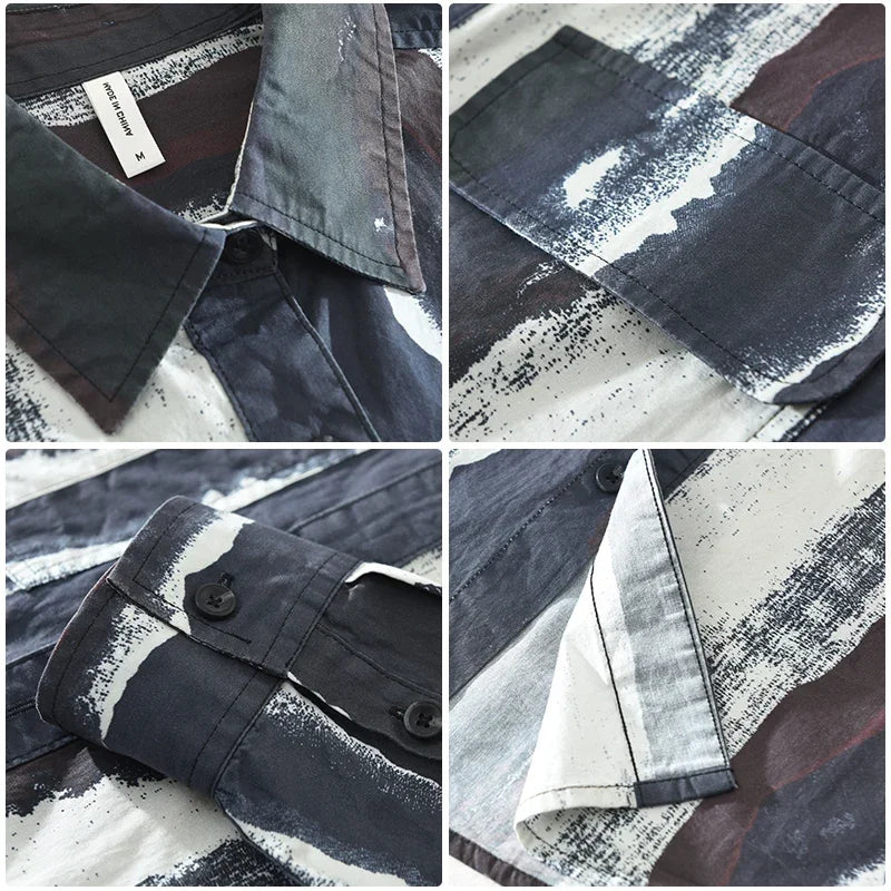 2024 Autumn New Printed Cotton Long Sleeve Shirt for Men - Oversize M-3XL